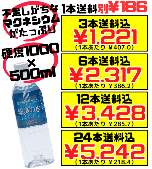 球美の水 硬度1000 500ml 久米島海洋深層水開発 価格と商品紹介