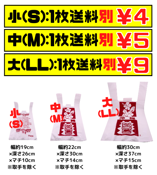 沖縄柄 レジ袋 お土産袋 大・中・小 価格と商品紹介