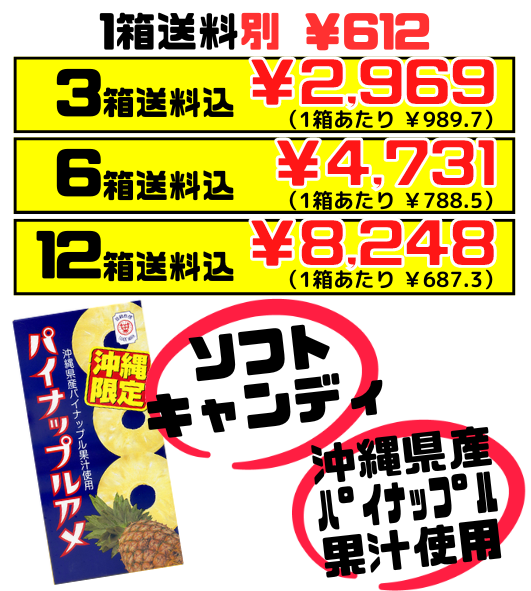 沖縄限定 パイナップルアメ （8粒入小箱6個入） セイカ食品　沖縄県産パイナップル果汁使用 セット商品はすべて送料込