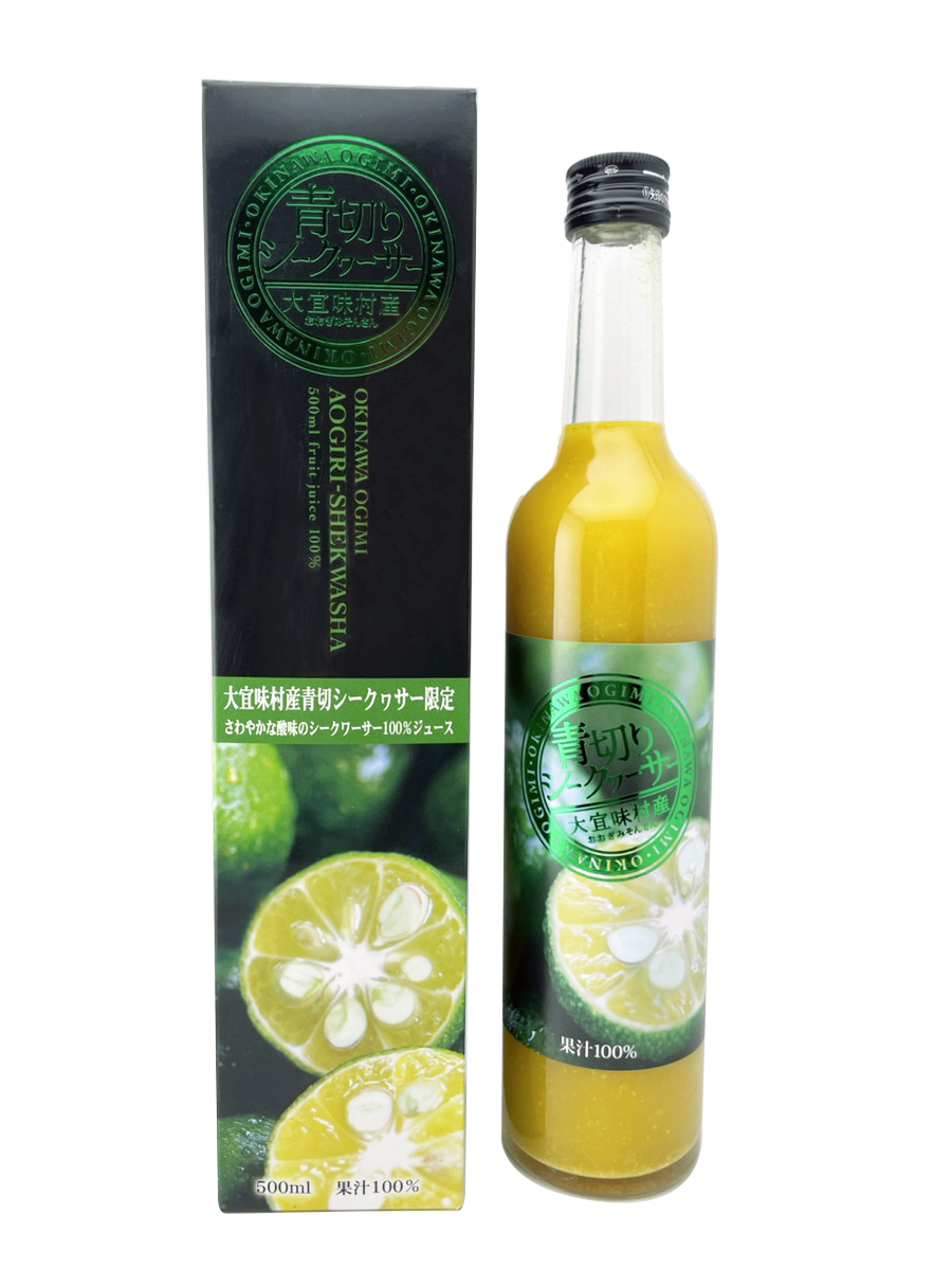 大宜味村産 青切シークヮーサー 100%ジュース 500ml×12本 やえやまファーム 商品画像(正面)