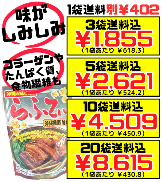 らふてぃ (沖縄風豚角煮・ごぼう入り) 165g オキハム 価格と商品紹介