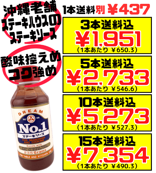 ドリーム No.1 ステーキソース 235g 3本で送料込 木戸食品 価格と商品紹介