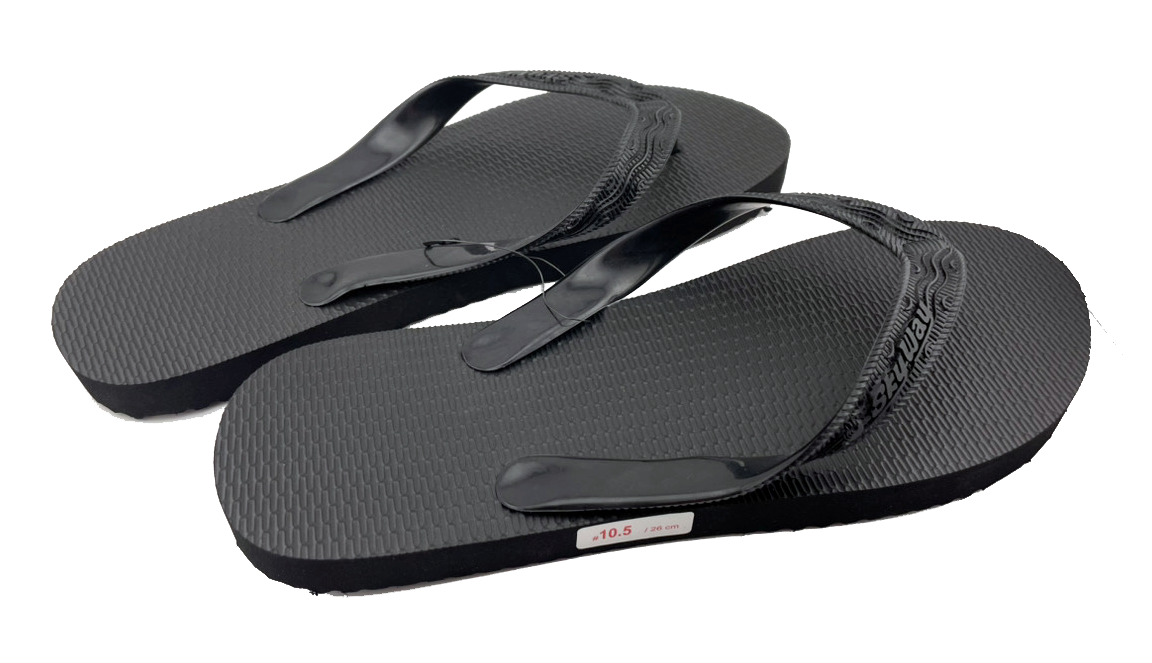 元祖 島ぞうり (黒×黒) 沖縄月星 商品画像（側面）