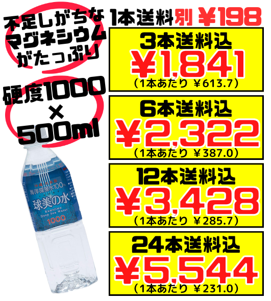 球美の水 硬度1000 500ml 久米島海洋深層水開発 価格と商品紹介