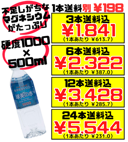 球美の水 硬度1000 500ml 久米島海洋深層水開発 価格と商品紹介