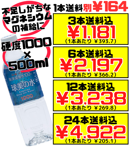 球美の水 硬度1000 500ml 久米島海洋深層水開発 価格と商品紹介