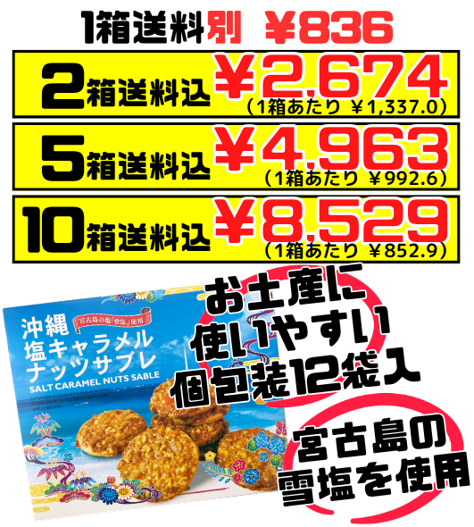 沖縄 塩キャラメルナッツサブレ(小・12枚入) 南風堂 価格と商品紹介