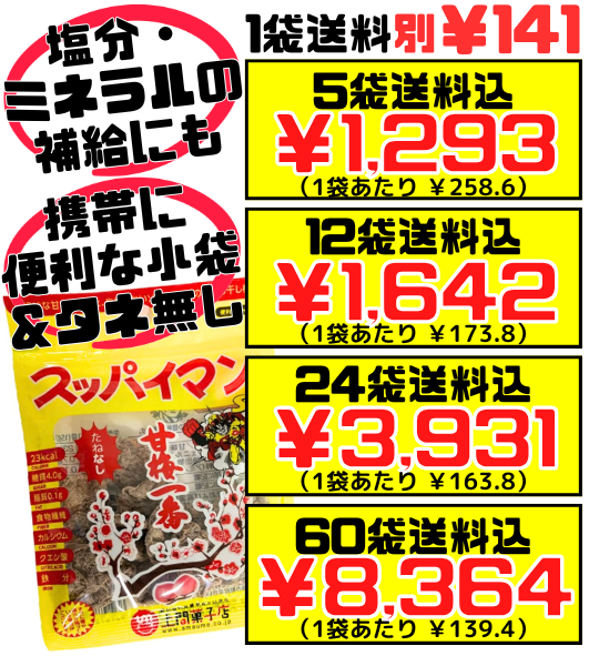 スッパイマン 甘梅一番 たねなし 15g 上間菓子店 価格と商品紹介