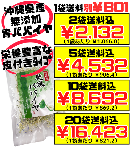 沖縄県産 乾燥パパイヤ 15g 池宮城商店 価格と商品紹介
