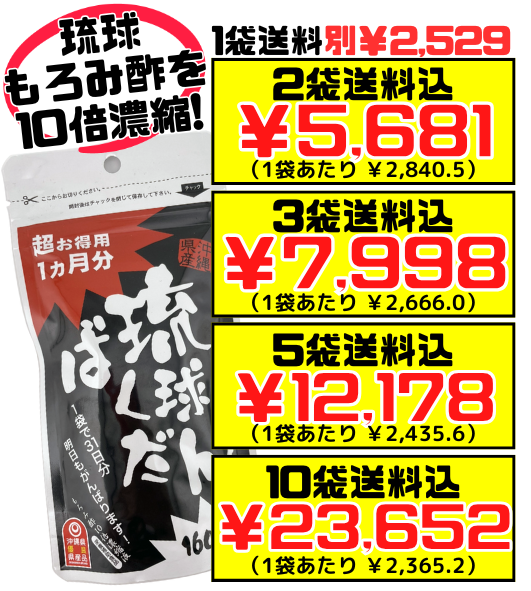 琉球ばくだん 160粒（お徳用・約1か月分） 価格と商品紹介