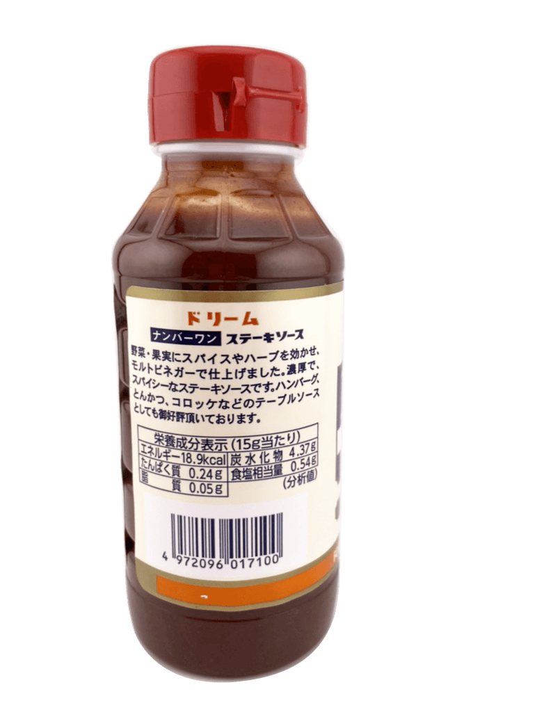ドリーム No.1 ステーキソース 235g 3本で送料込 木戸食品 商品画像（側面・商品説明、栄養成分表示等）