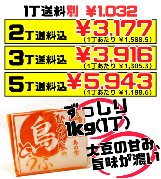 真空 島豆腐 1丁 (1kg) ひろし屋食品 価格と商品紹介