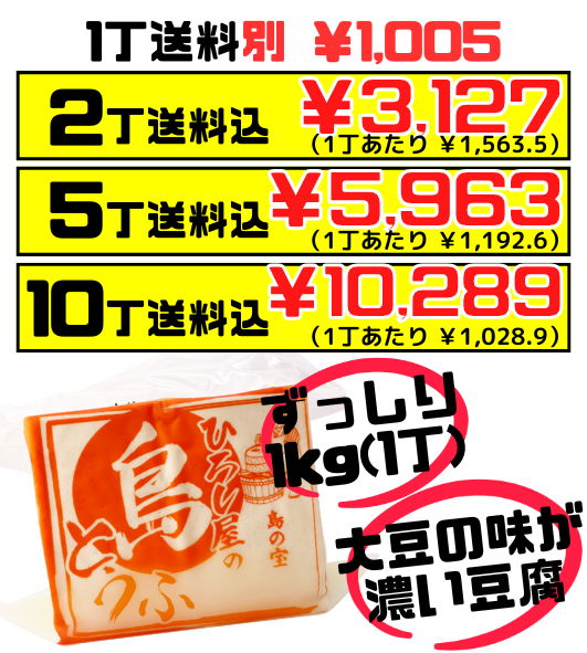 ひろし屋食品 真空島豆腐 1kg 価格と商品紹介