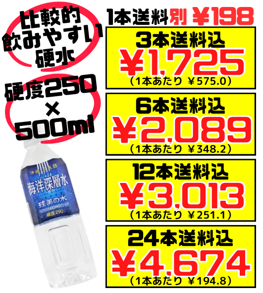 球美の水 硬度250 500ml 久米島海洋深層水開発 価格と商品紹介