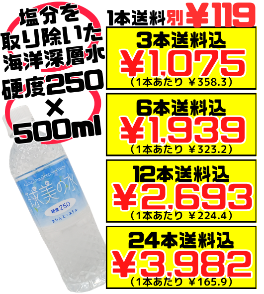 球美の水 硬度250 500ml 久米島海洋深層水開発 価格と商品紹介