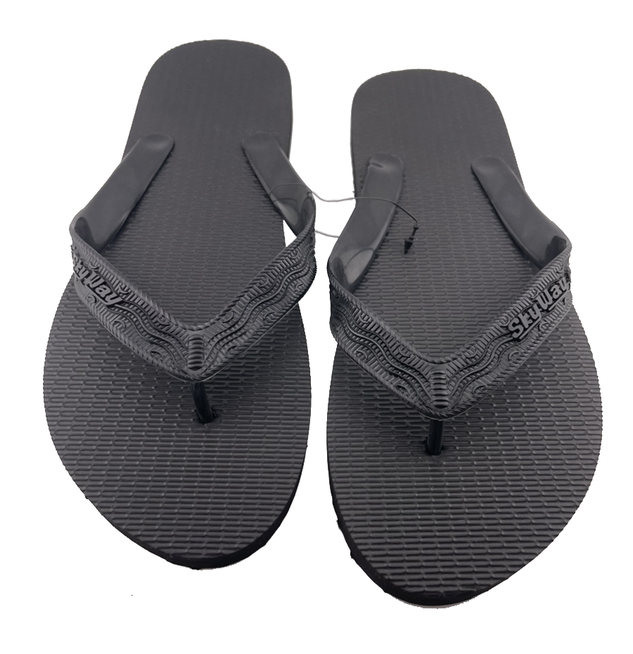 元祖 島ぞうり (黒×黒) 沖縄月星 商品画像（前から）