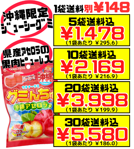 グミんちゅ 沖縄アセロラ味 40g オキコ 価格と商品紹介