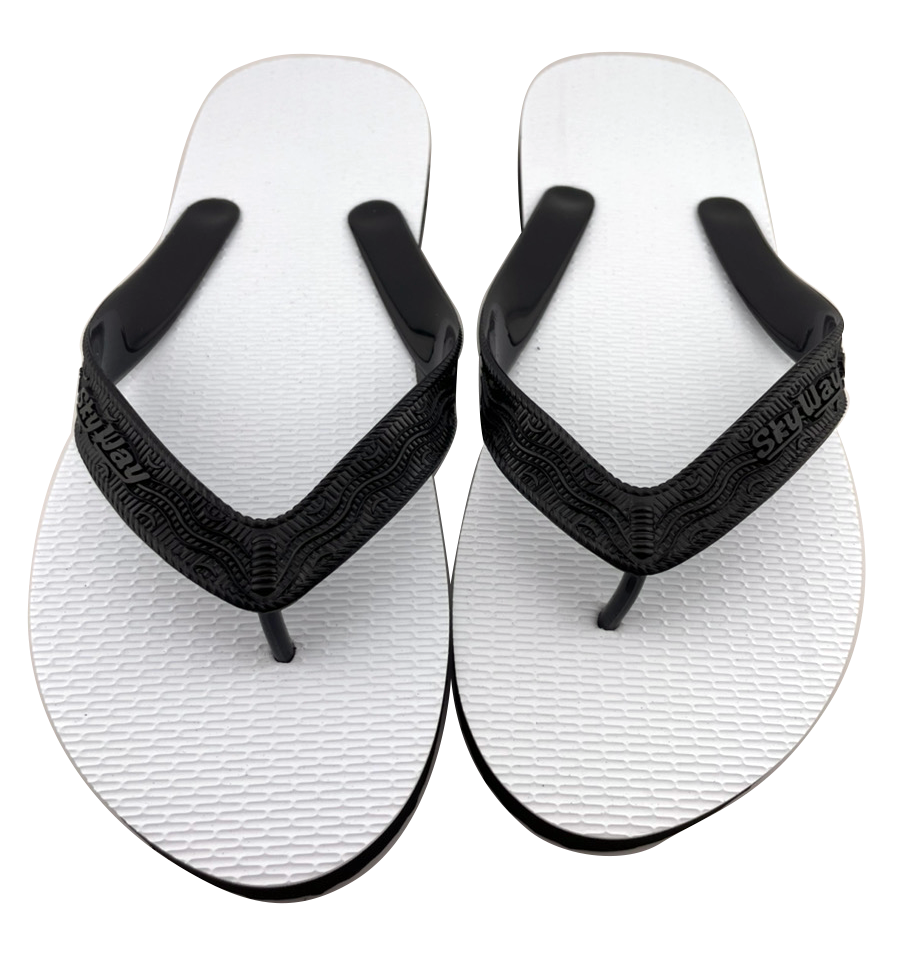 元祖 島ぞうり (白×黒) 沖縄月星 商品画像（前から）