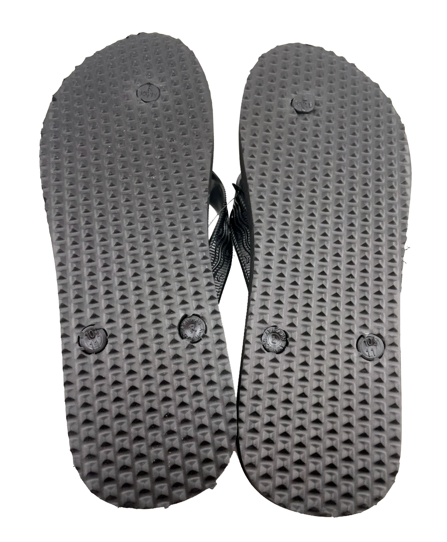 元祖 島ぞうり (黒×黒) 沖縄月星 商品画像（底面）