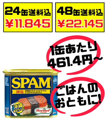 税・送料込！スパム 減塩タイプ 340g 沖縄ホーメル Hormel SPAM　レギュラータイプから塩分を25％カット