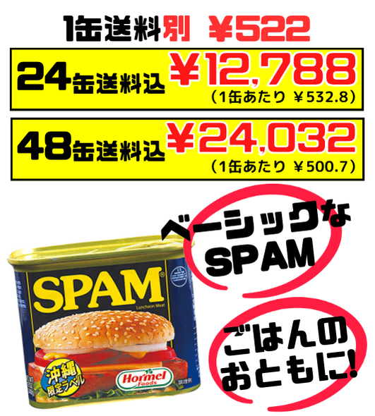 税・送料込!スパム レギュラー 340g 沖縄ホーメル Hormel SPAM いちばんベーシックなスパム 24缶