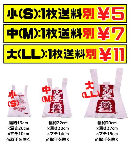 沖縄柄 レジ袋 お土産袋 大・中・小 価格と商品紹介