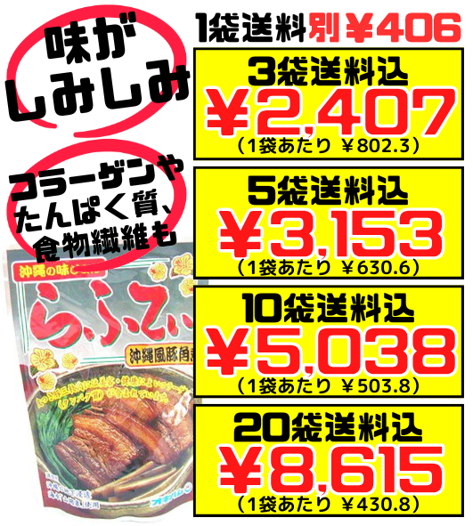 らふてぃ (沖縄風豚角煮・ごぼう入り) 165g オキハム 価格と商品紹介