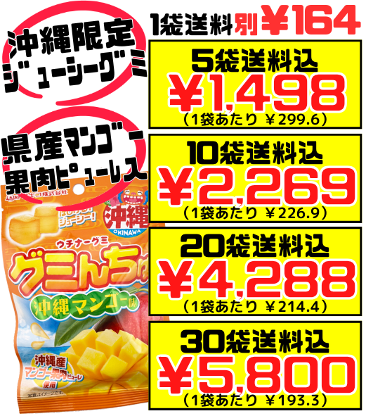 グミんちゅ 沖縄マンゴー味 40g オキコ 価格と商品紹介