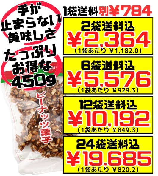 ピーナッツ菓子 450g 山城製菓 ピーナツ 黒糖 価格と商品紹介