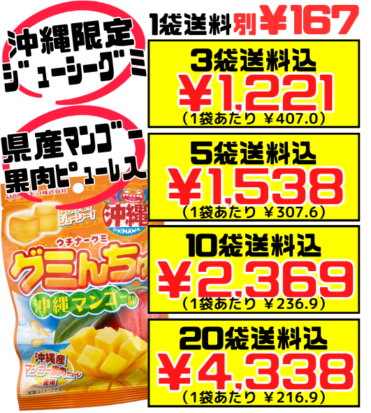 グミんちゅ 沖縄マンゴー味 40g オキコ 価格と商品紹介