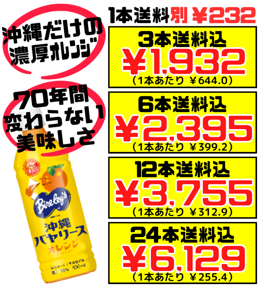 沖縄 バヤリース オレンジ 500ml 価格と商品紹介