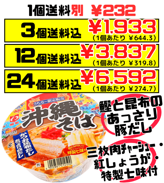 沖縄限定 沖縄そば カップ麺 明星食品 価格と商品紹介
