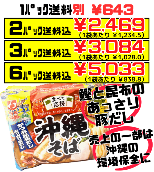 食べて応援 沖縄そば 袋麺 5食パック 明星食品 価格と商品紹介