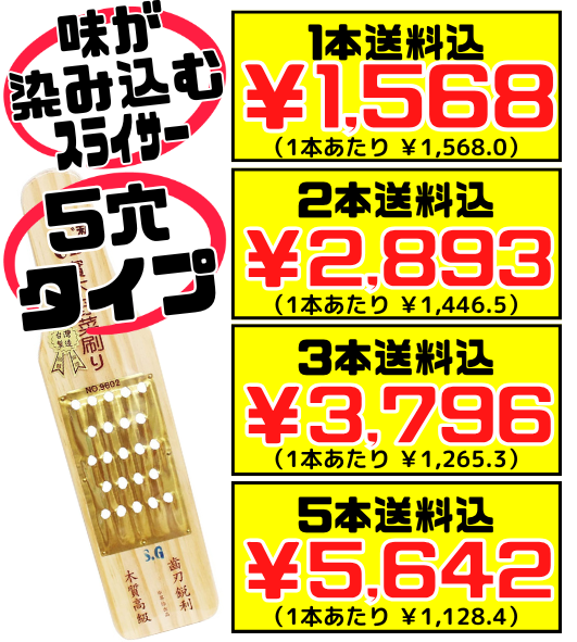 にんじんしりしり器 5穴タイプ 価格と商品紹介