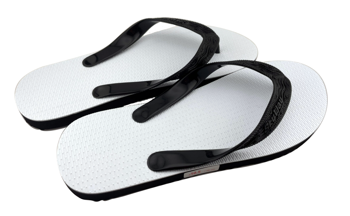 元祖 島ぞうり (白×黒) 沖縄月星 商品画像（側面）