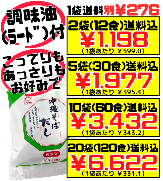 沖縄そばだし (白) 調味油(ラード)付 6食分 サン食品 価格と商品紹介