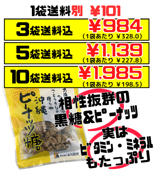 沖縄ピーナッツ糖 70g 金城黒糖 価格と商品紹介