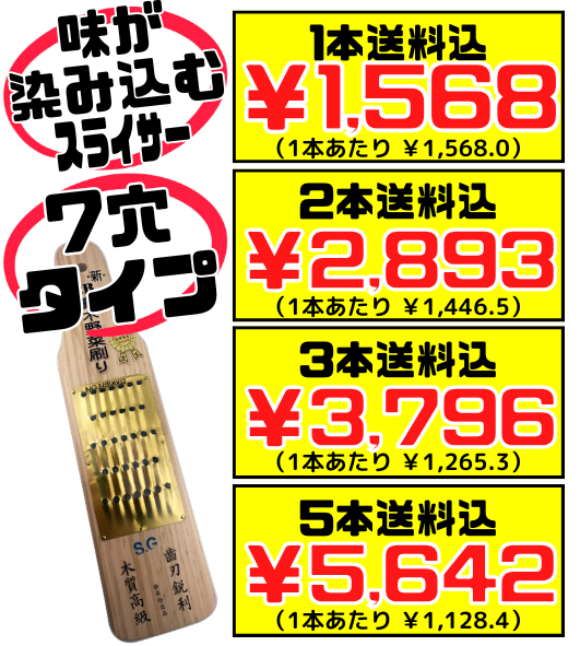 にんじんしりしり器 7穴タイプ 価格と商品紹介
