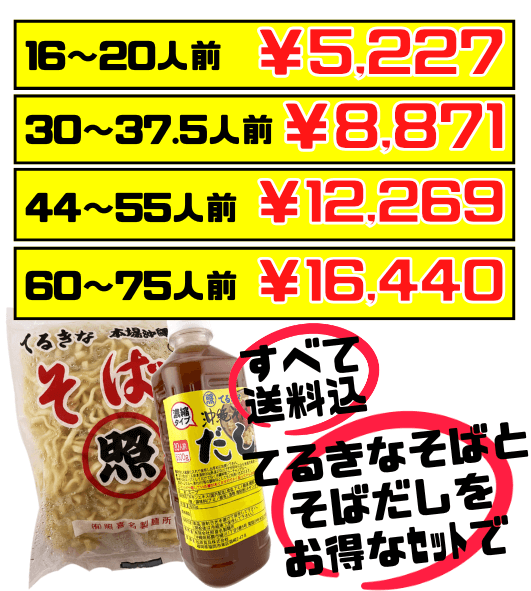 てるきなそば 500g＆沖縄そばだし (600gボトル) セット 価格と商品紹介
