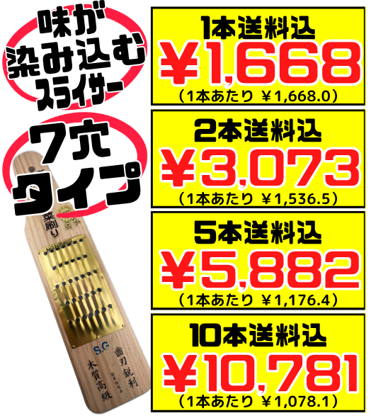 にんじんしりしり器 7穴タイプ 価格と商品紹介