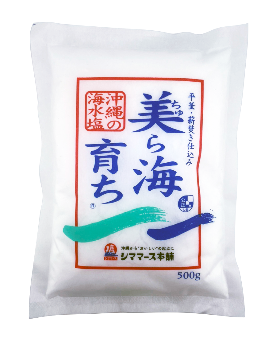 沖縄の海水塩 美ら海育ち 500g 商品画像（正面）