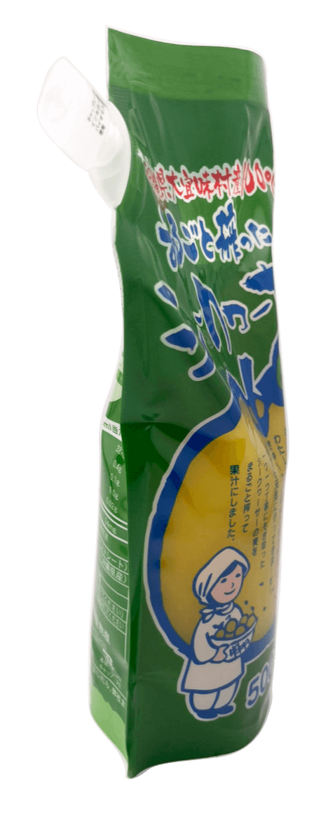 まるごと搾ったシークヮーサー果汁 沖縄海星物産 商品画像（側面・注ぎ口側）