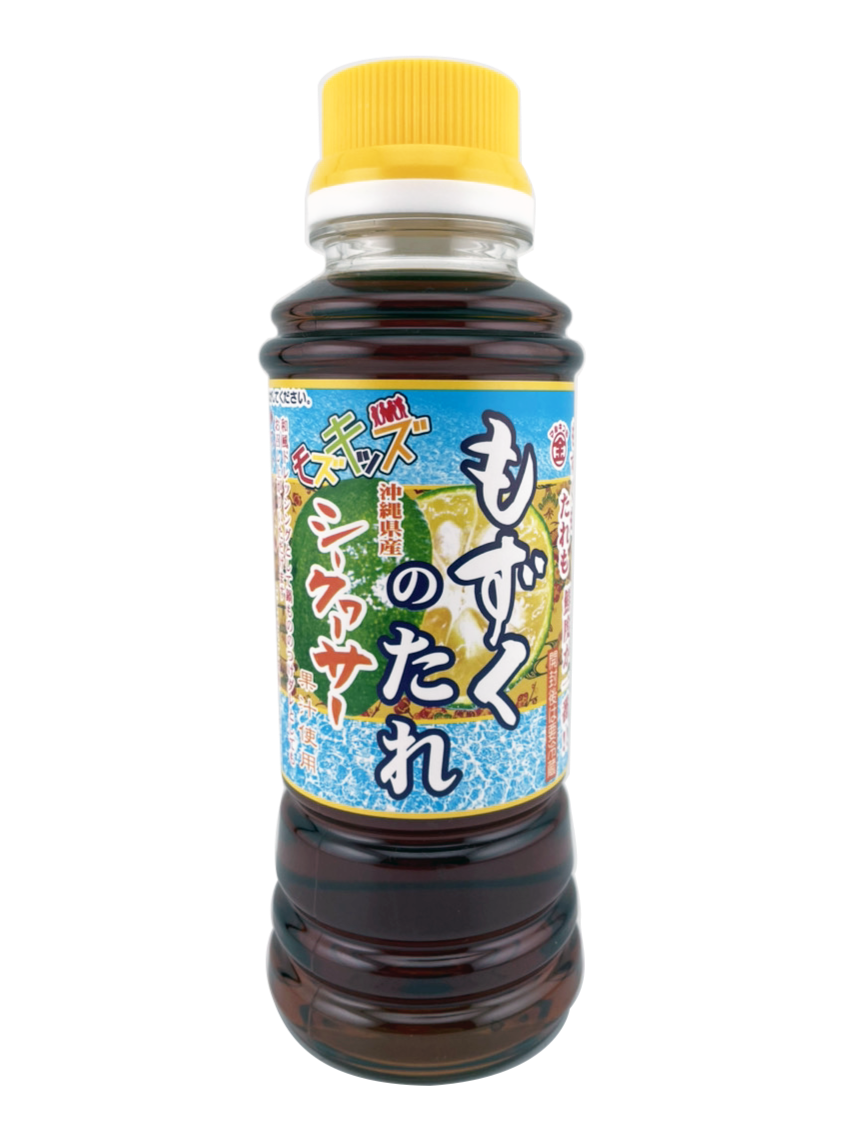 もずくのたれ シークヮーサー果汁入り 220ml マルキン海産 3本で送料込 モズキッズ さっぱりマイルドな酸味 モズクのタレ – 創業74年  沖縄食材卸・販売 うちなーむん ミヤギミート（セット品は全品送料込）