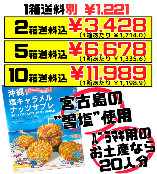 沖縄 塩キャラメルナッツサブレ(大・20枚入) 南風堂 価格と商品紹介