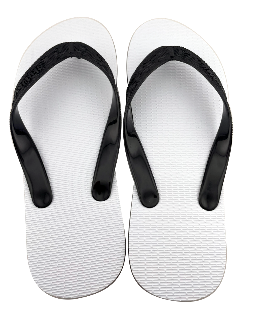 元祖 島ぞうり (白×黒) 沖縄月星 商品画像（正面）