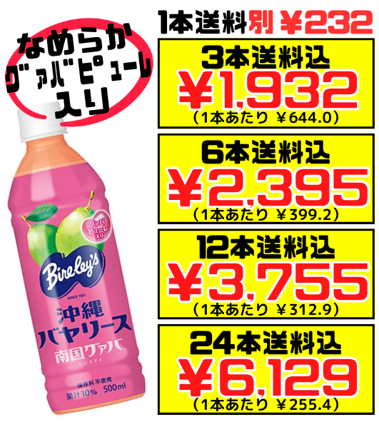 南国グァバ 500ml 沖縄バヤリース 価格と商品紹介