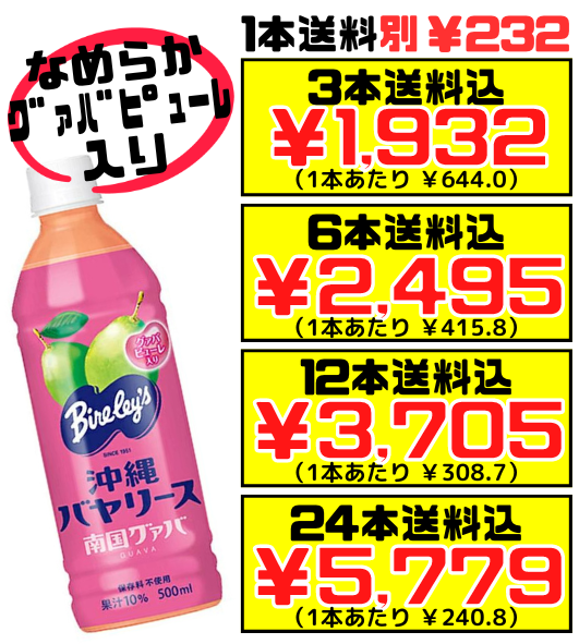 南国グァバ 500ml 沖縄バヤリース 価格と商品紹介