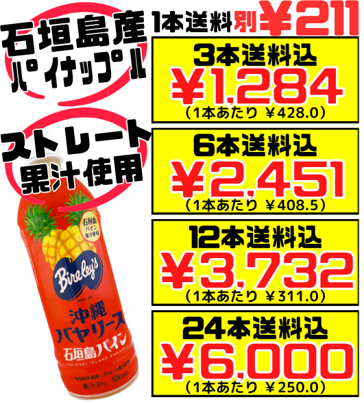 石垣島パイン 500ml 沖縄バヤリース 価格と商品紹介