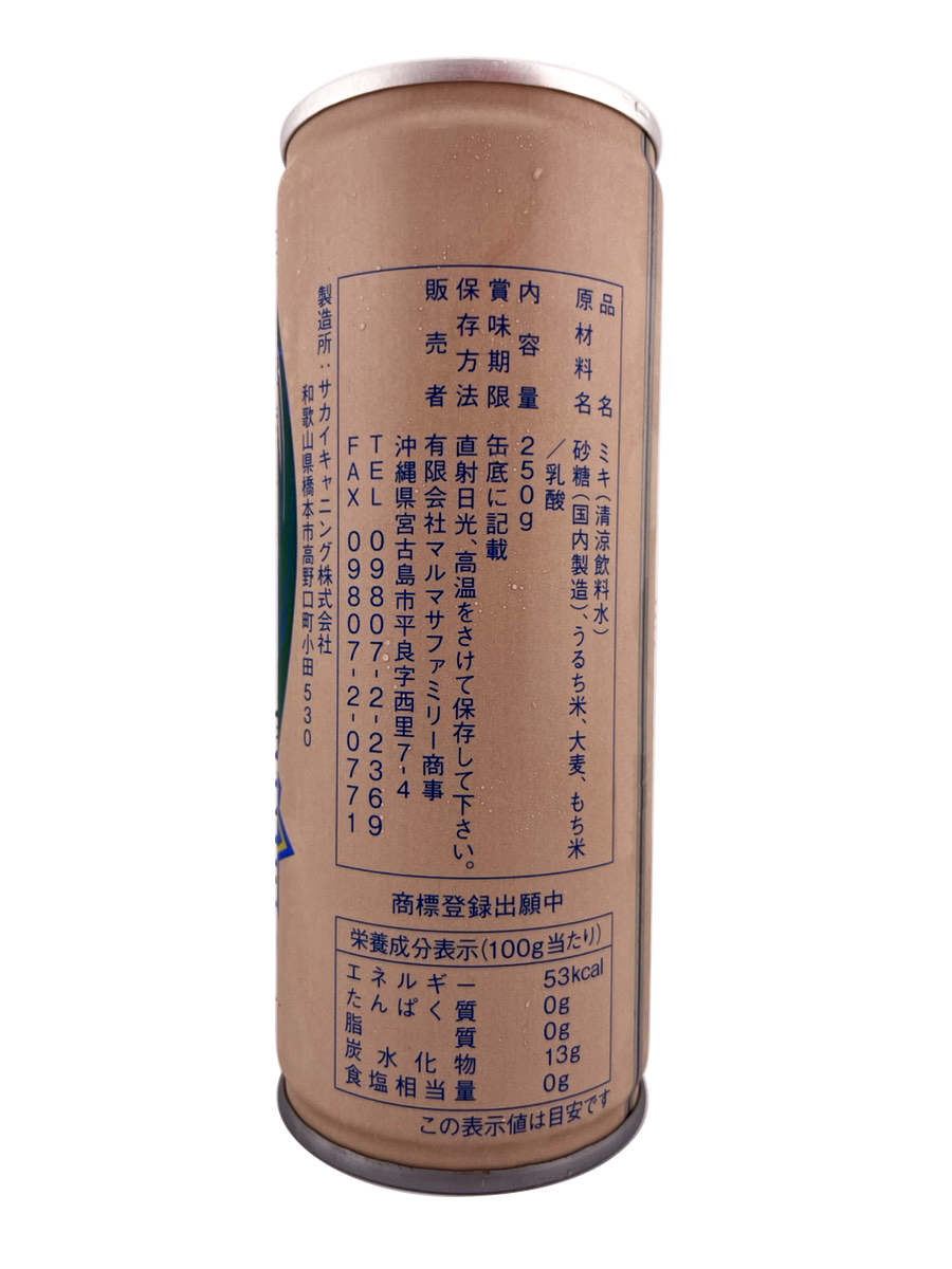 ミキ 250g マルマサ 商品画像（側面・原材料名、栄養成分表示等）